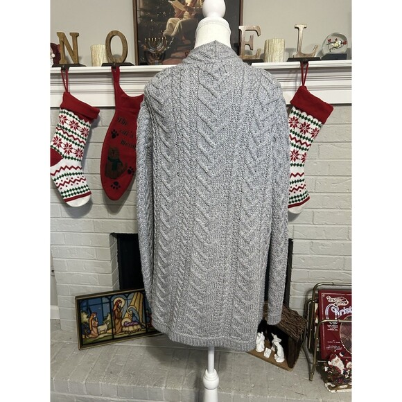 Aran Crafts Medium Cardigan Merino Wool Made In Ireland Sweater Front Pockets - Picture 4 of 5